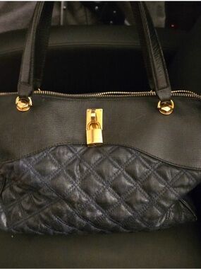 Marc Jacobs Black Quilted Shoulder Bag with Gold Lock